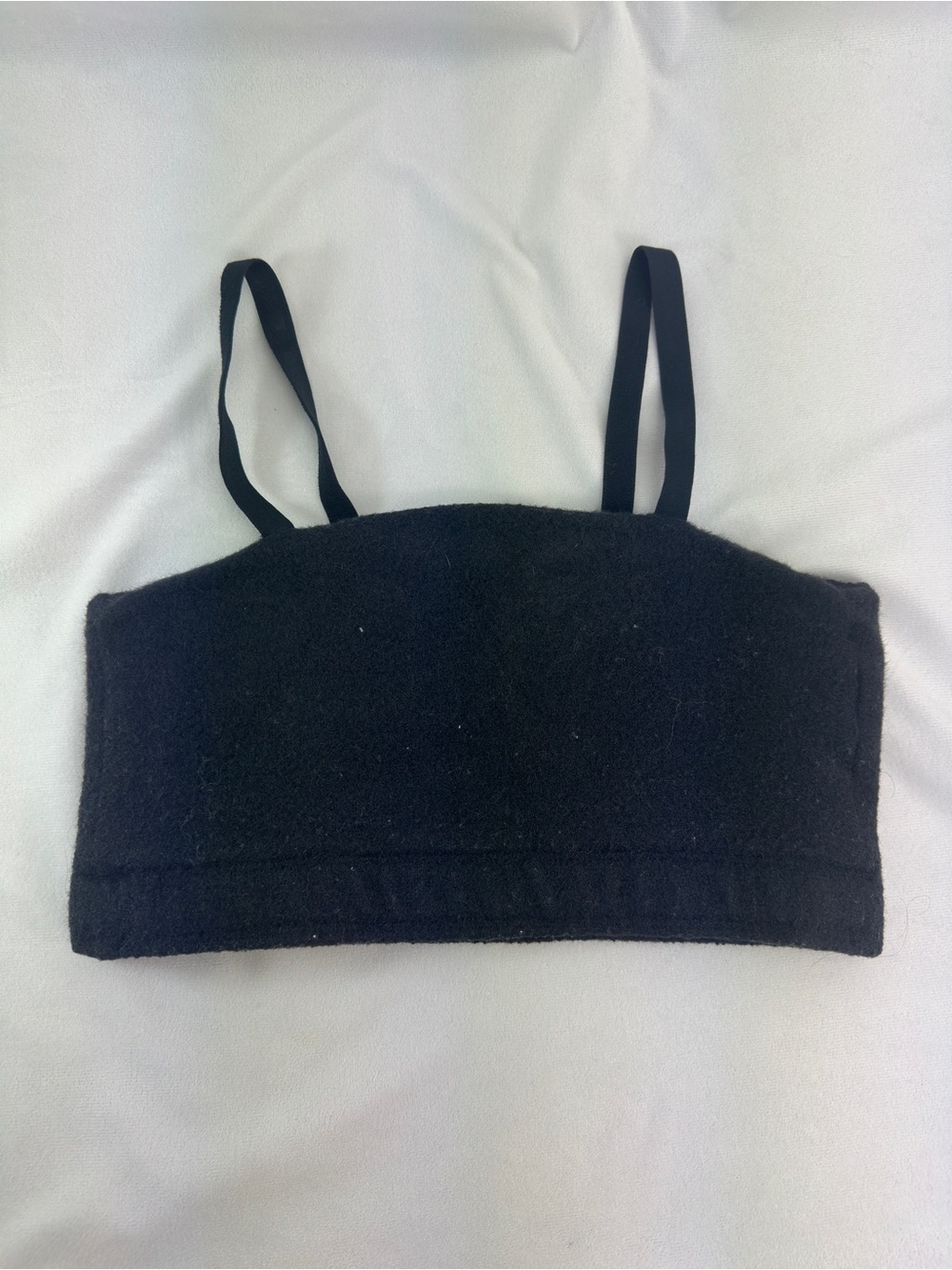 Gym Shark Whitney Simmons Eyelash Knit Bandeau Thick Sports Bra Medium Black